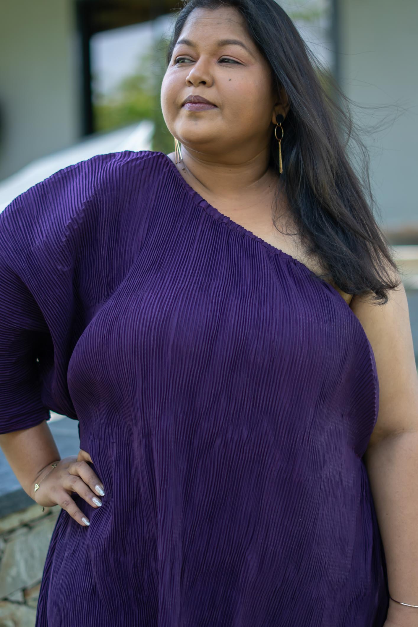 Purple One Shoulder Party Dress | Midi