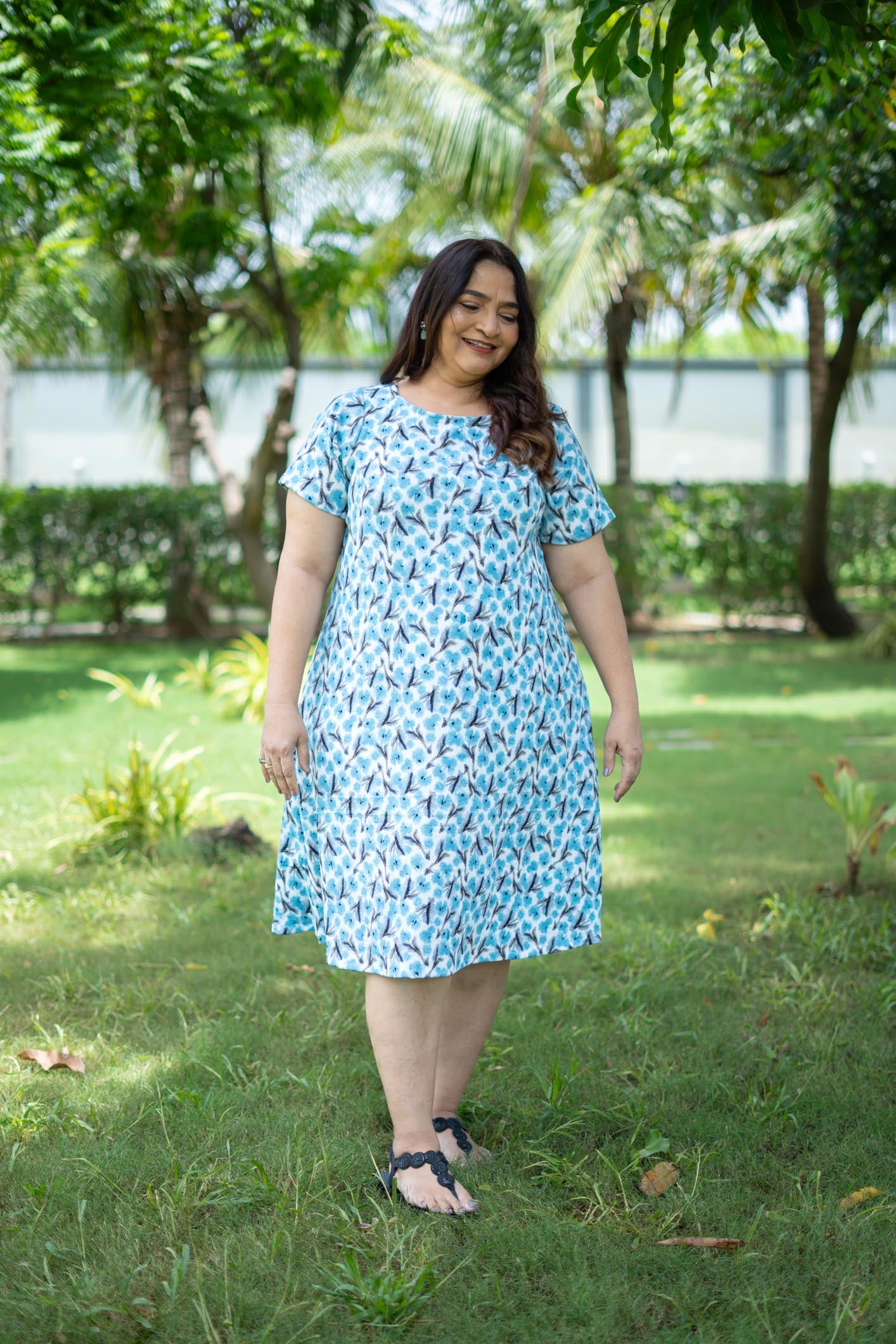 Blue floral dress | Backbloom Cutout