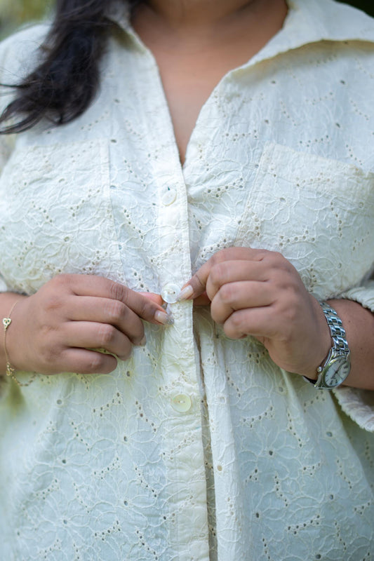 Ivory Drift Button-down Dress