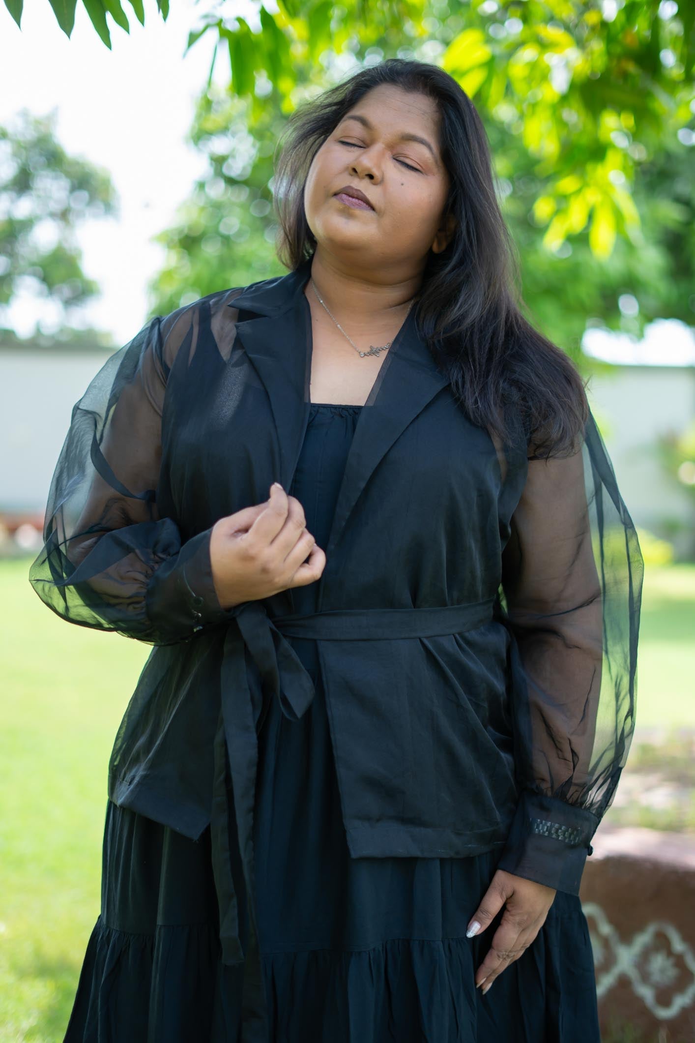 Sheer Organza Black blazer shrug