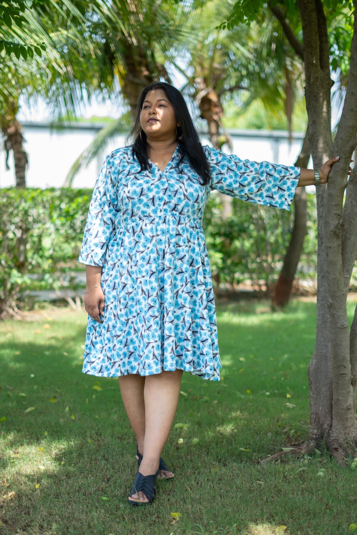 Blue & White floral dress | Aria Printed Dress