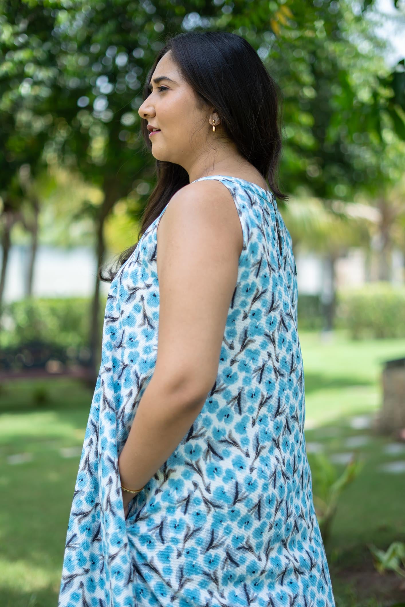 Teabloom White & Blue Maxi Dress