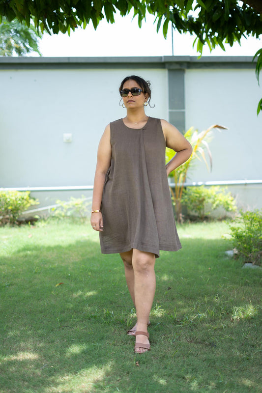 Stone Cocoa Wrap Short Dress