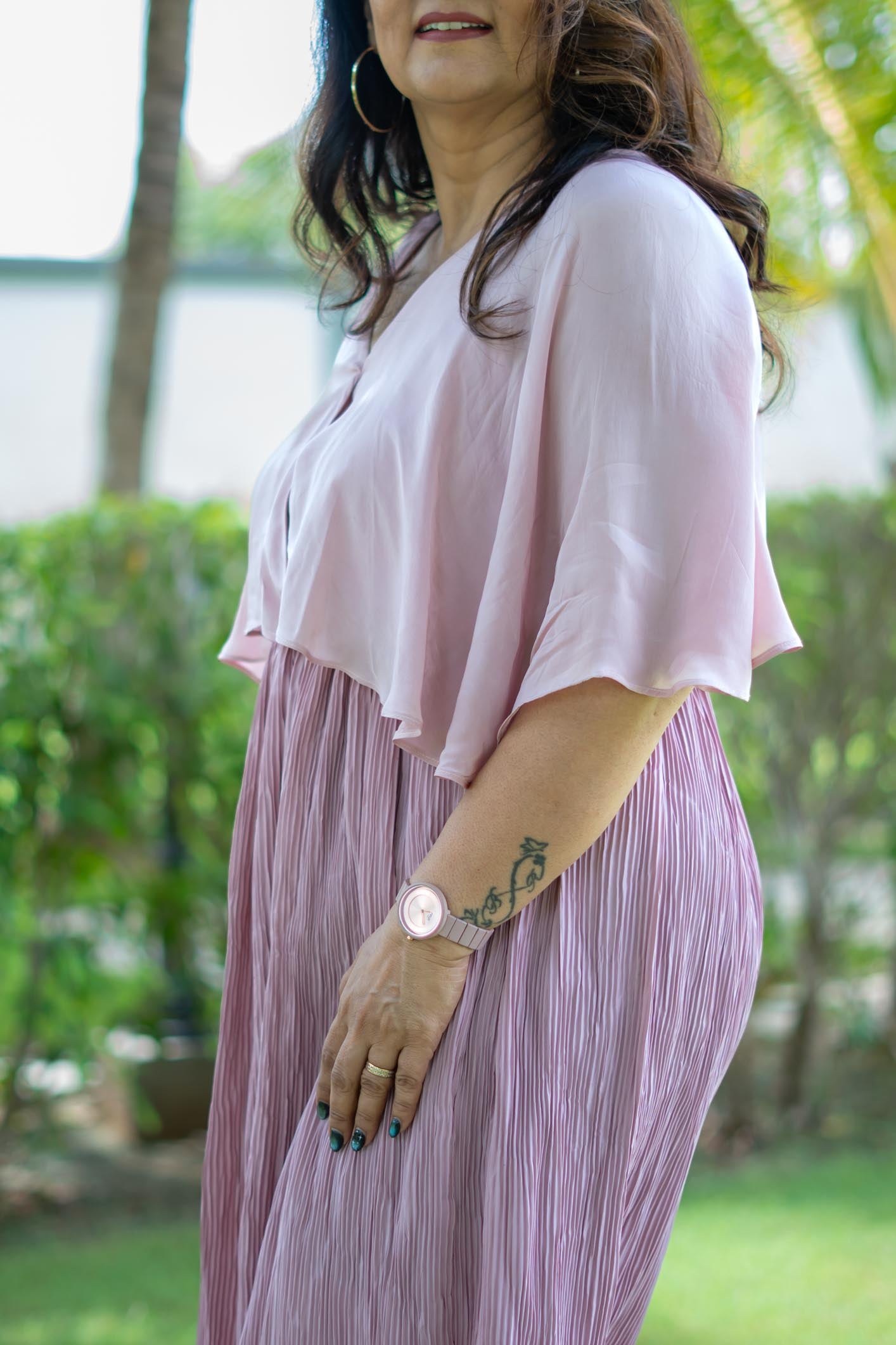 Rose Pink Pleated Party Dress