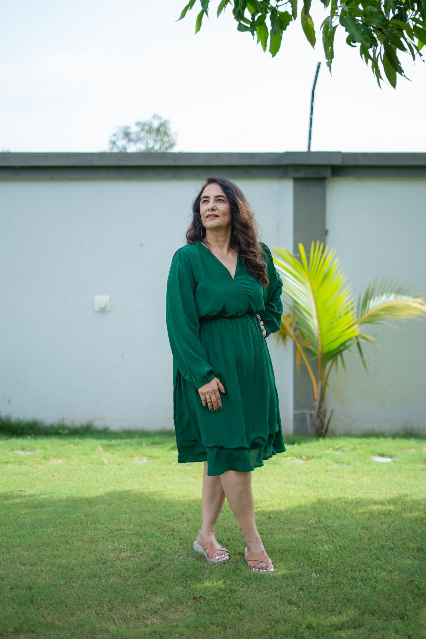 Emerald Glow Midi Dress