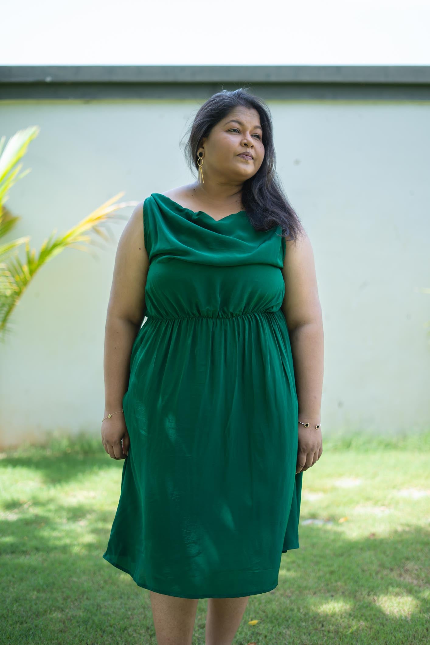 Elira Cowl Dress | Emarald Green