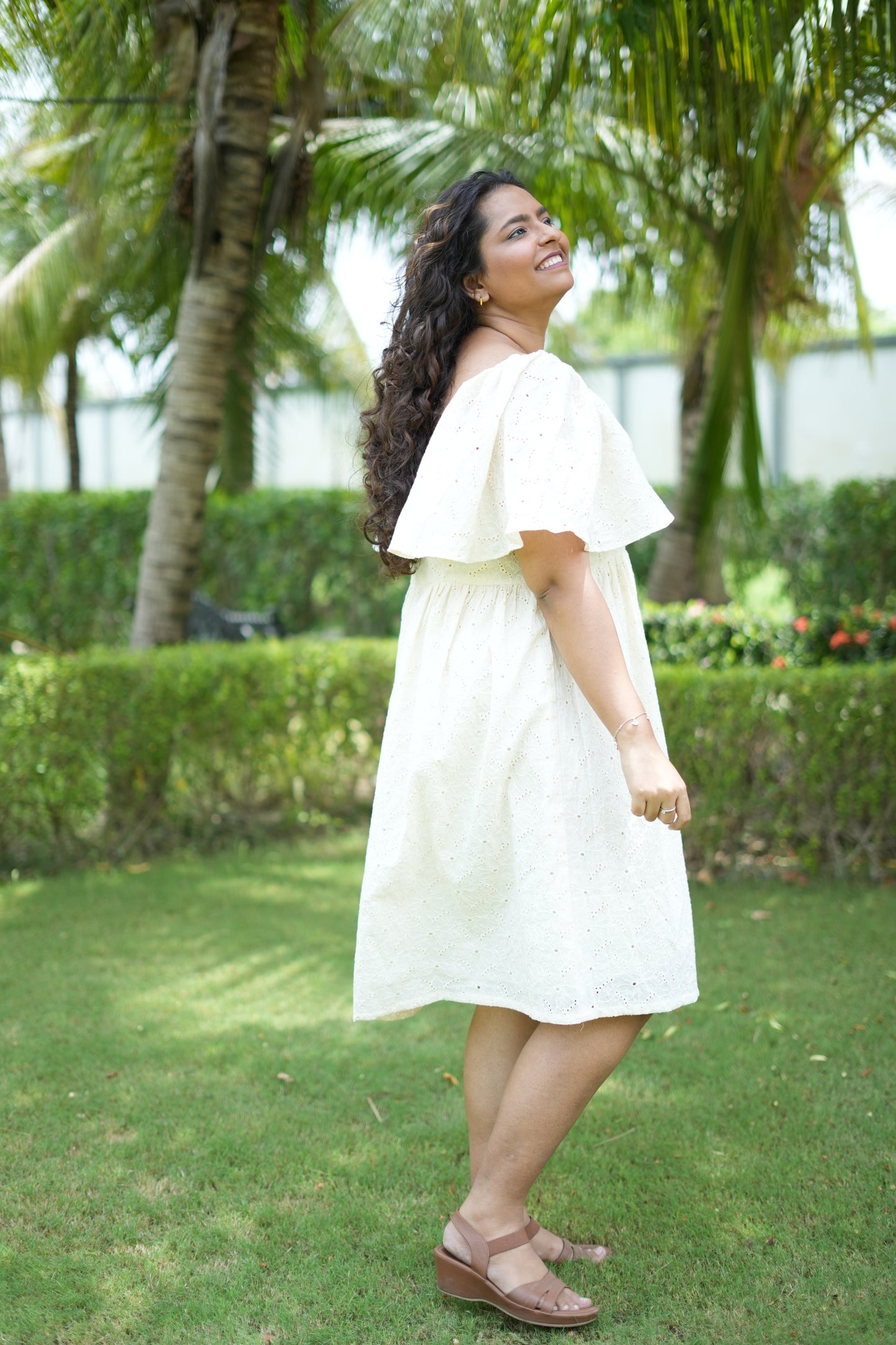 Flowy Sleeves Ivory Whisper Dress