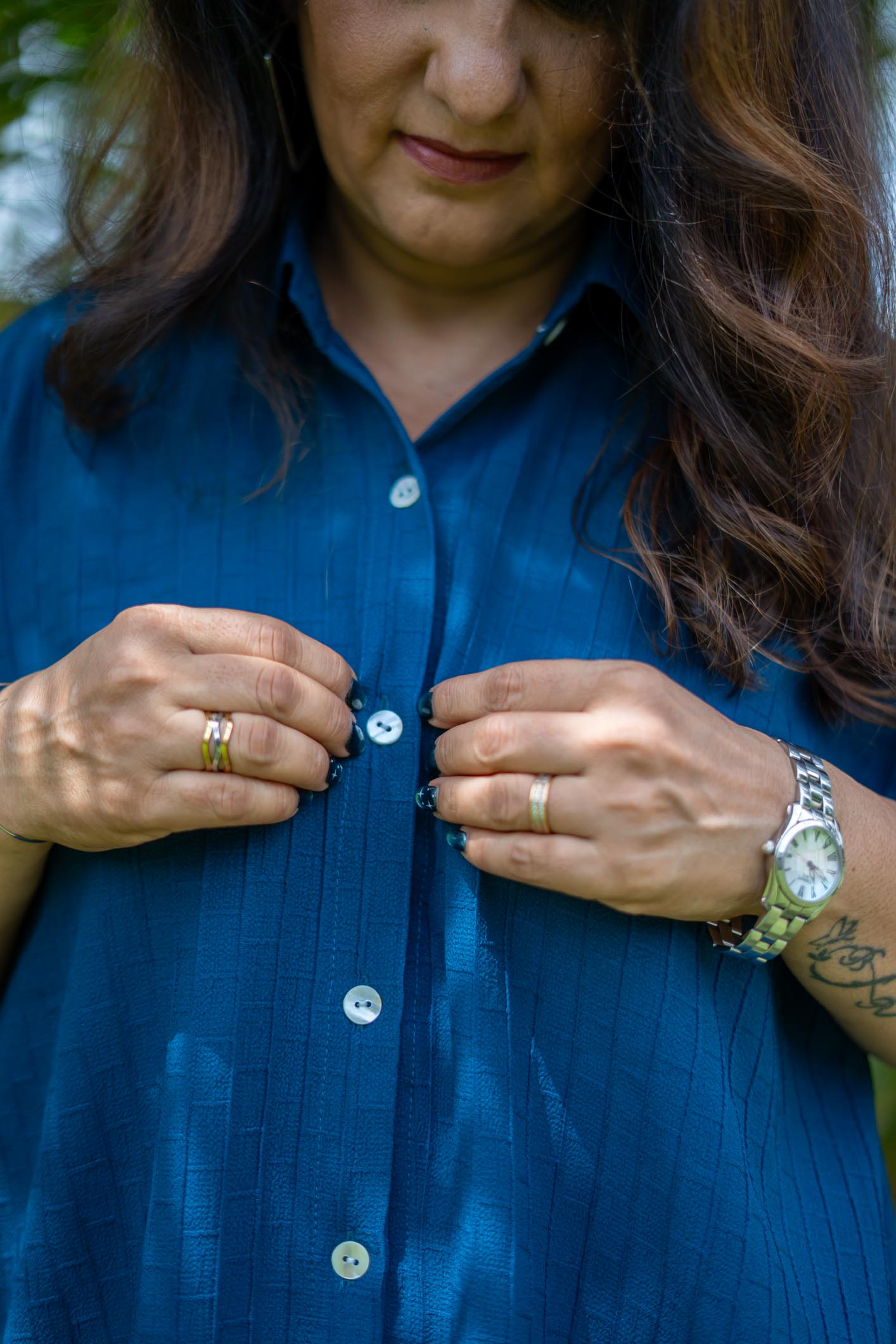 Teal Grid Button Down Shirt