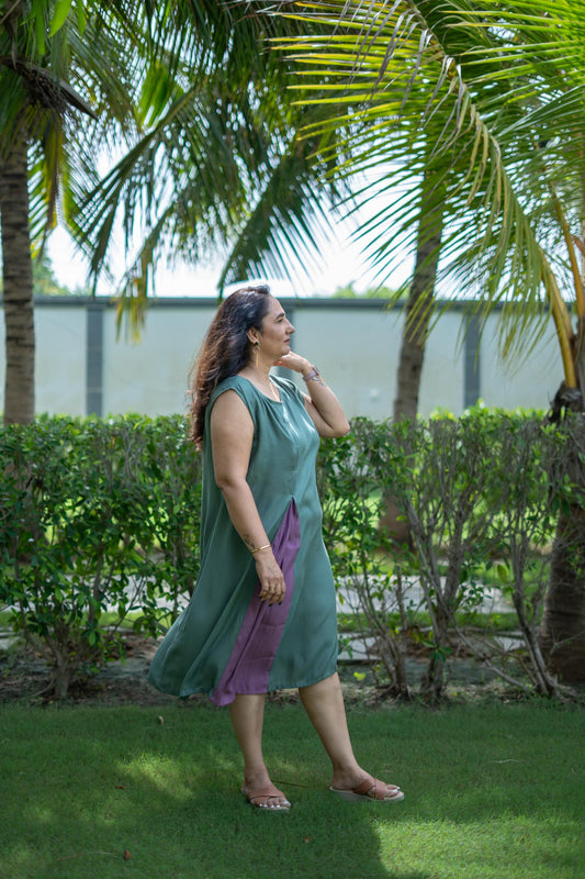 Olive & Lavender Dress | Verdelace Midi D