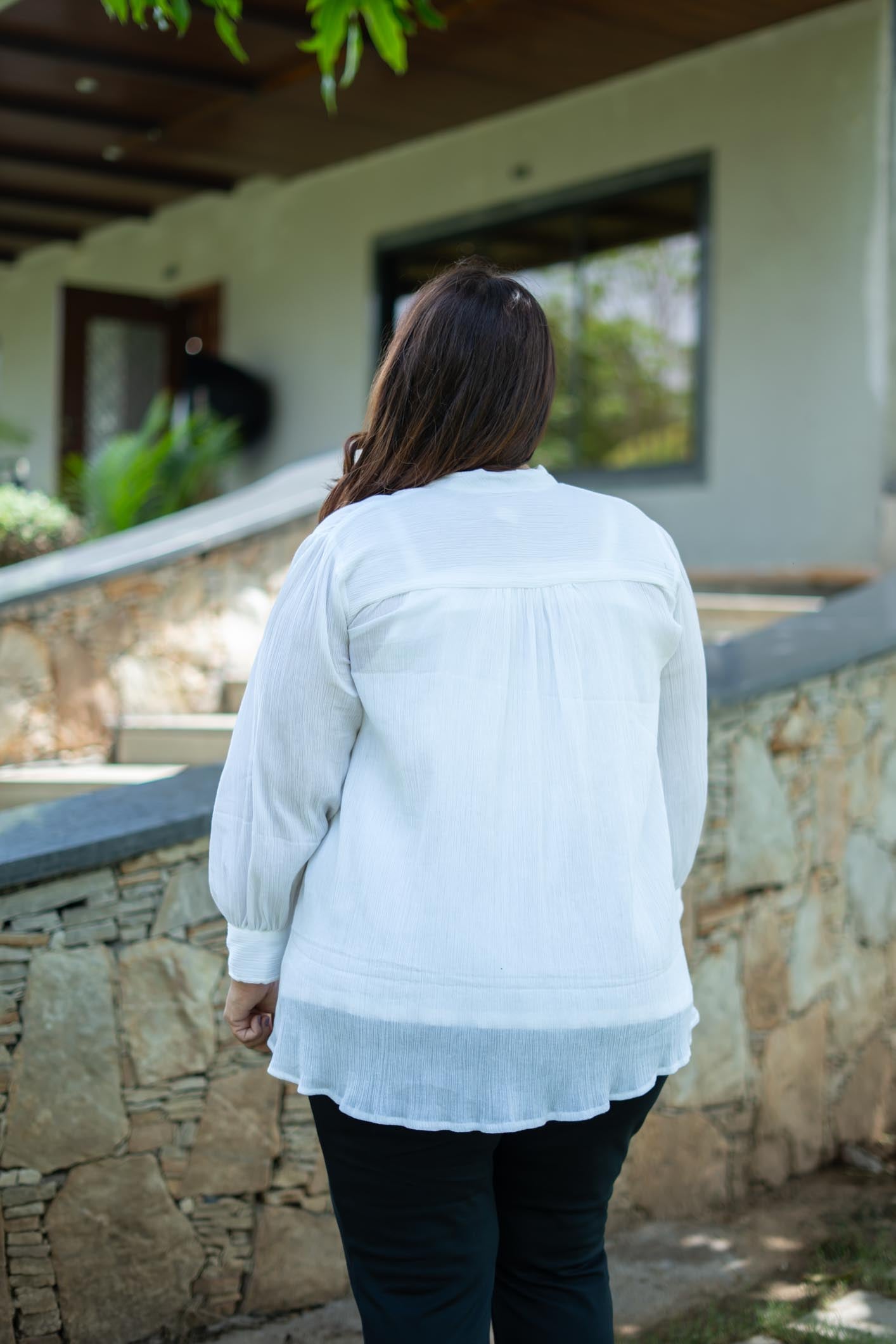 White Full Sleeved Top |Kaya Button-down Top