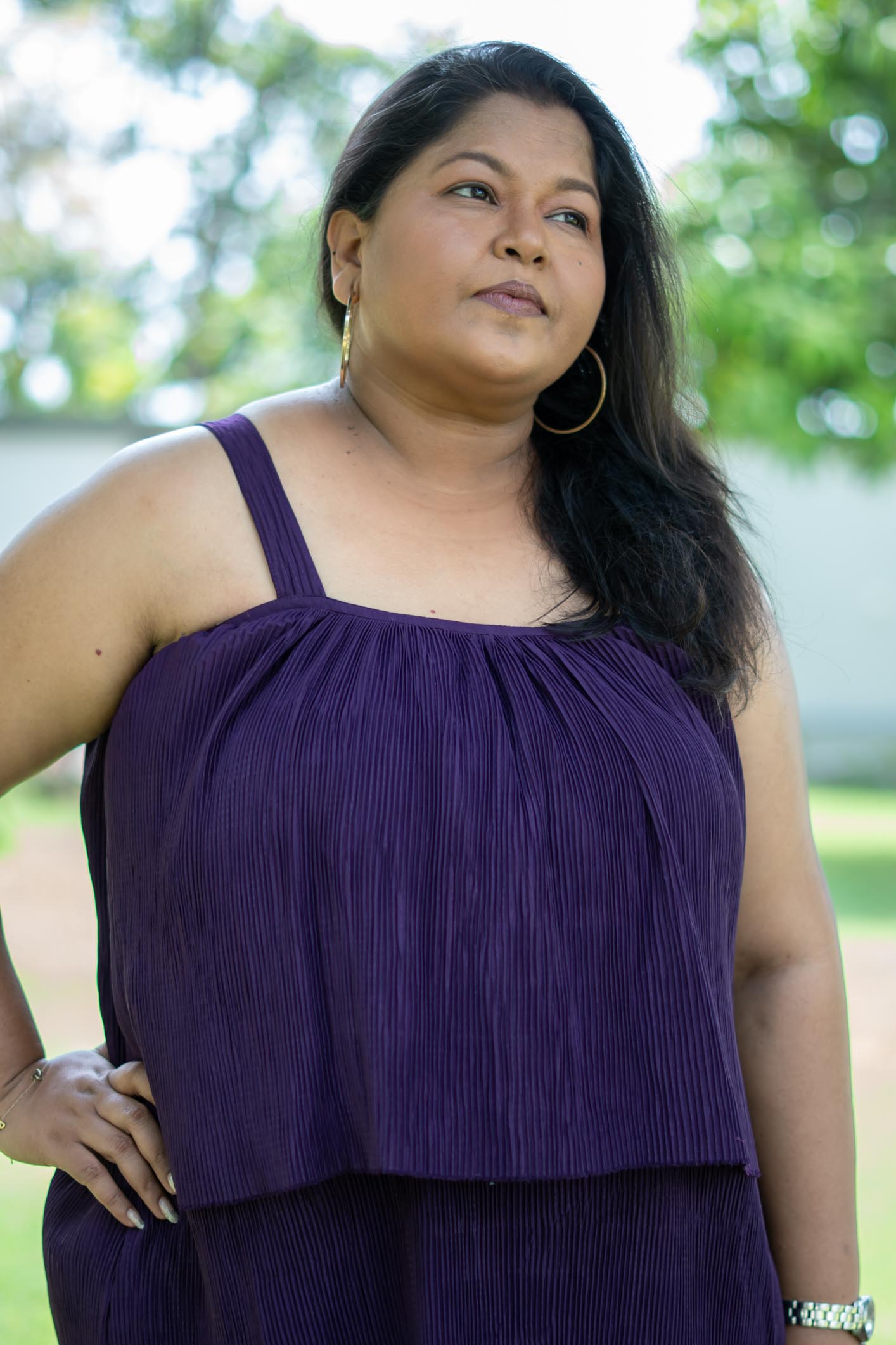 Purple Tiered Dress | Mira Tired Midi