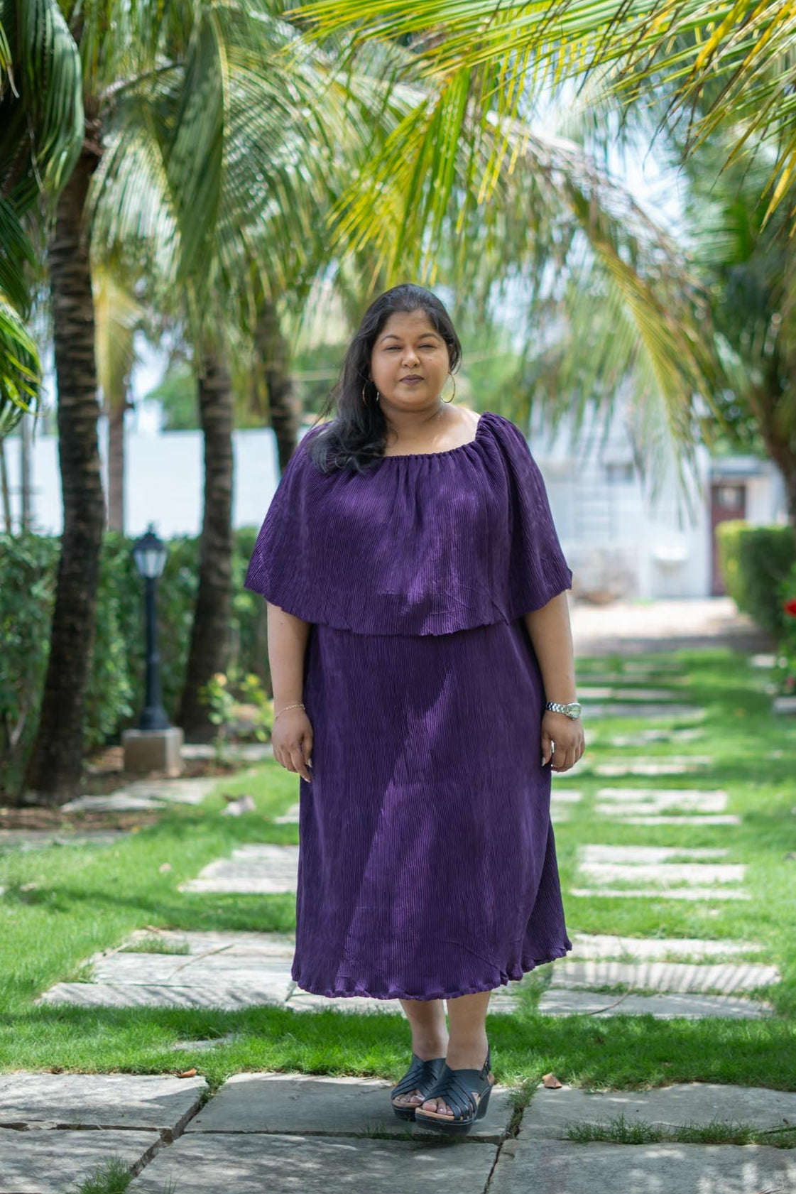Purple Layered off shoulder dress