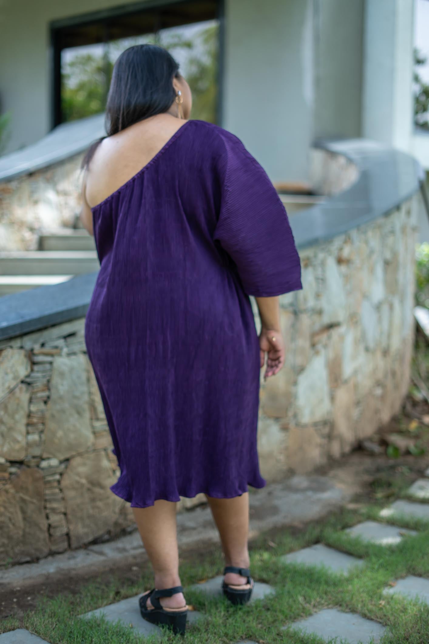 Pleated One Shoulder Midi | Amara Dress