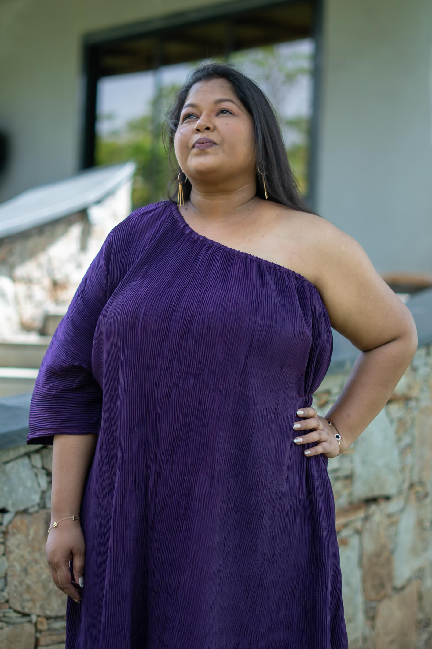 Amara One-Shoulder Dress | Wine