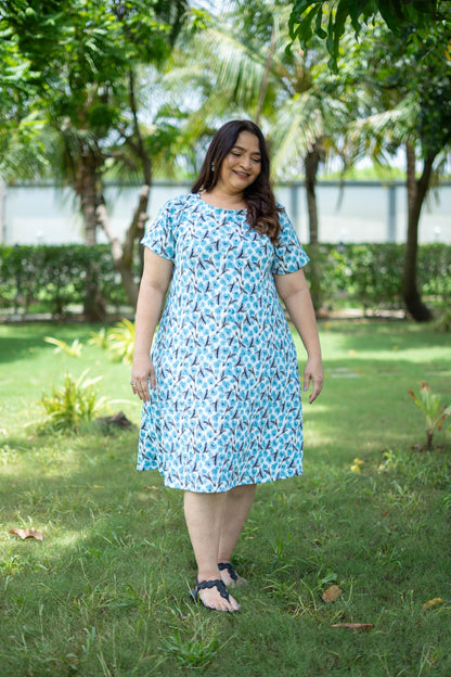 Blue floral dress | Backbloom Cutout 