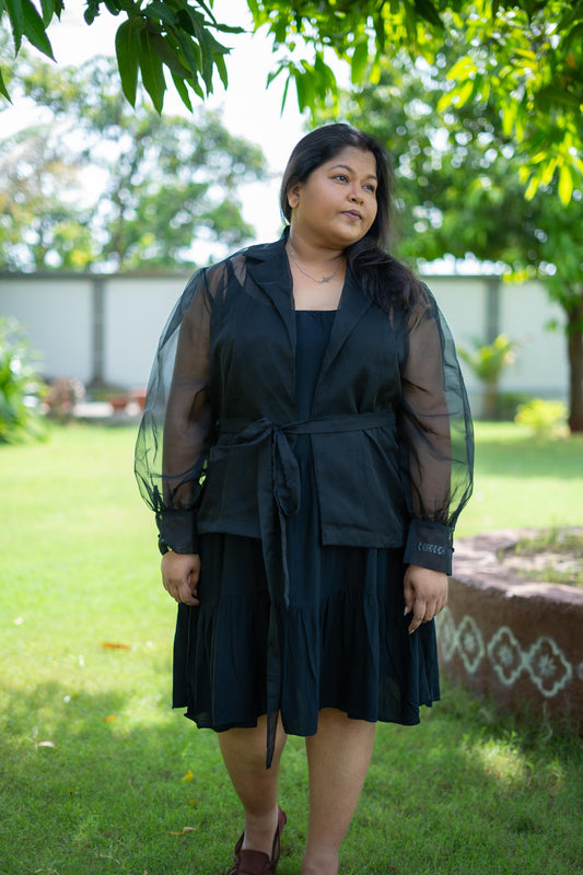 Black Organza Sheet Jacket | Midnight Muse Jacket
