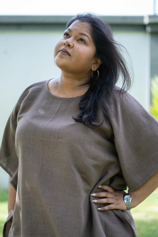 Brown Linen Kaftan top