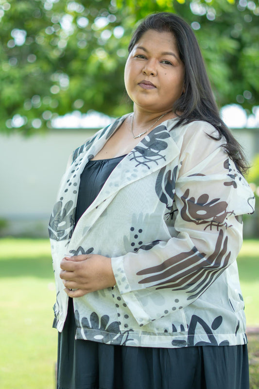 Printed Organza Party Shrug | Inkwell Breeze Jacket