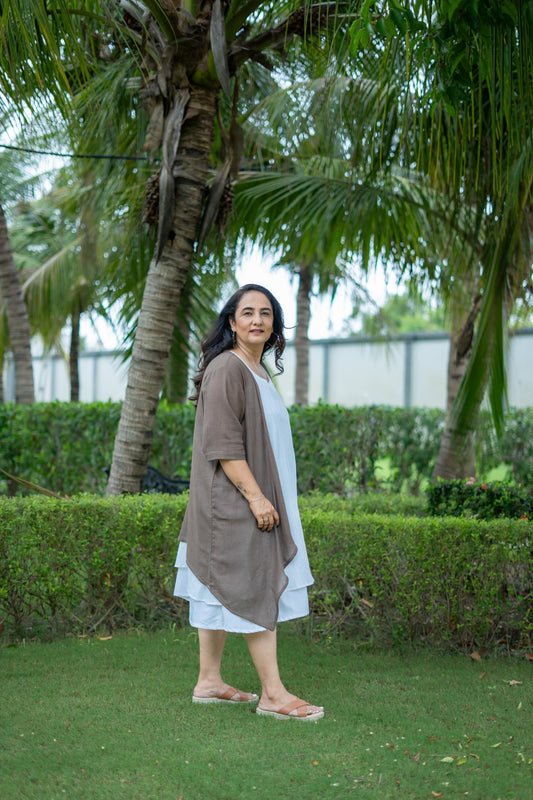 Earthline Linen Shrug | Brown